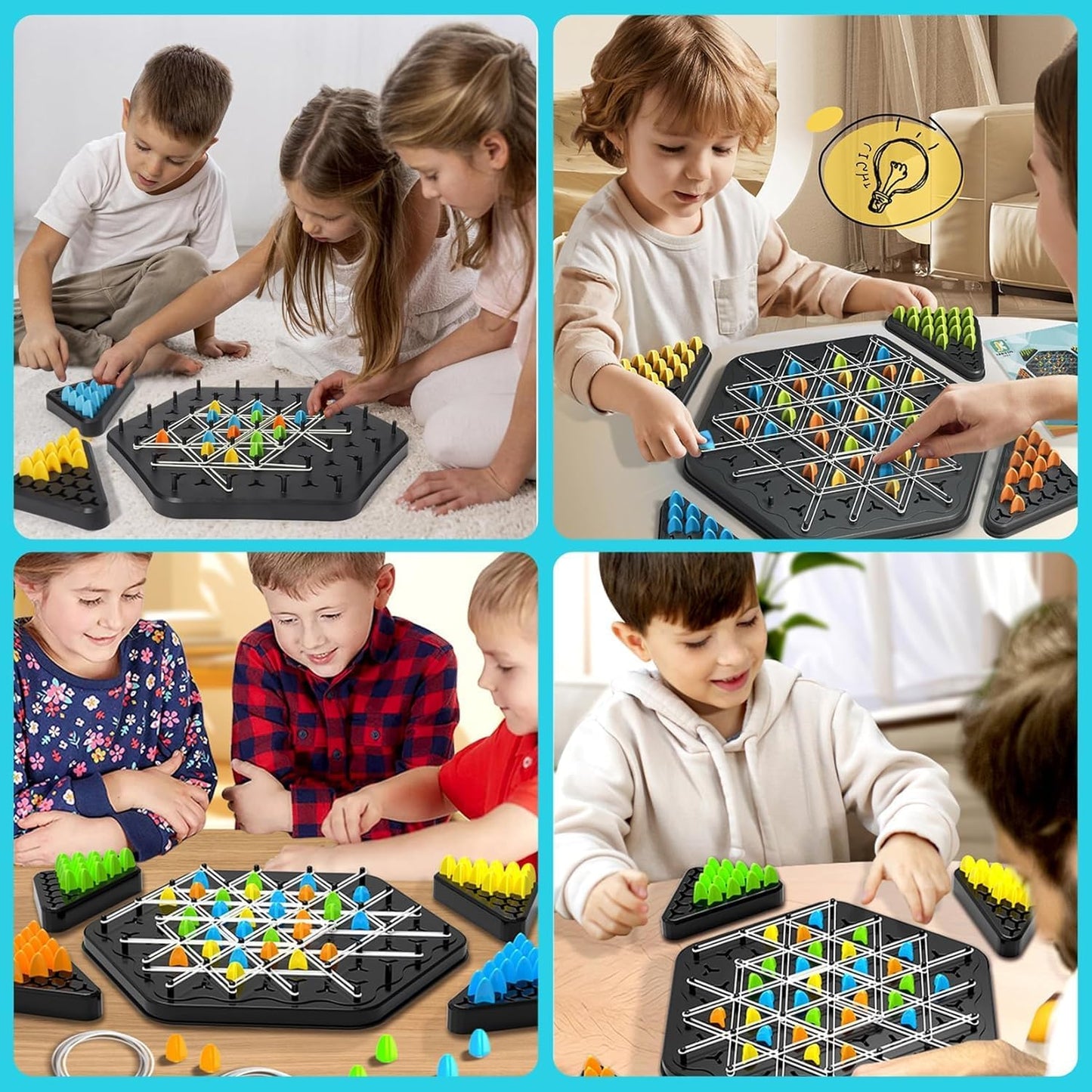 Uryans Chain Triangle Chess Game Board Games for Kids Adults Family Fun Night Chess Set Triangle Rubber Band Game Chain Board Chess Puzzle Interactive Brain Teaser Game 2 to 4 Players