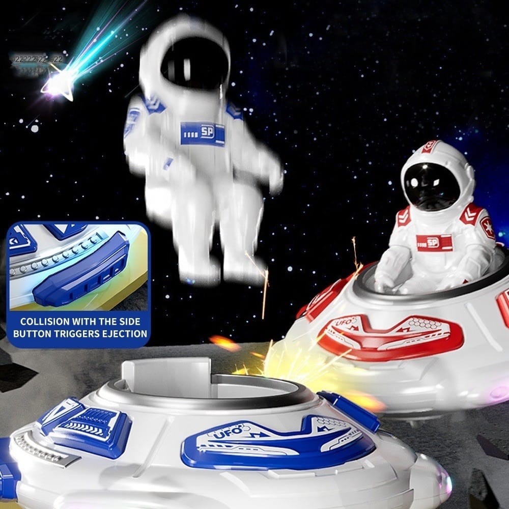 Uryans 2 Players RC Astronaut Space Bump Car | Remote Control Bumper Cars with Lights & Sounds | 360° Spinning Action | Rechargeable Toy for Kids