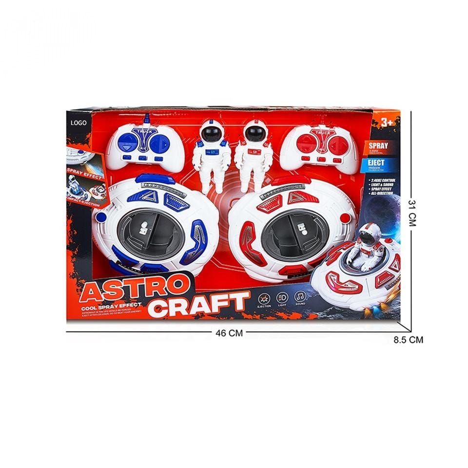 Uryans 2 Players RC Astronaut Space Bump Car | Remote Control Bumper Cars with Lights & Sounds | 360° Spinning Action | Rechargeable Toy for Kids