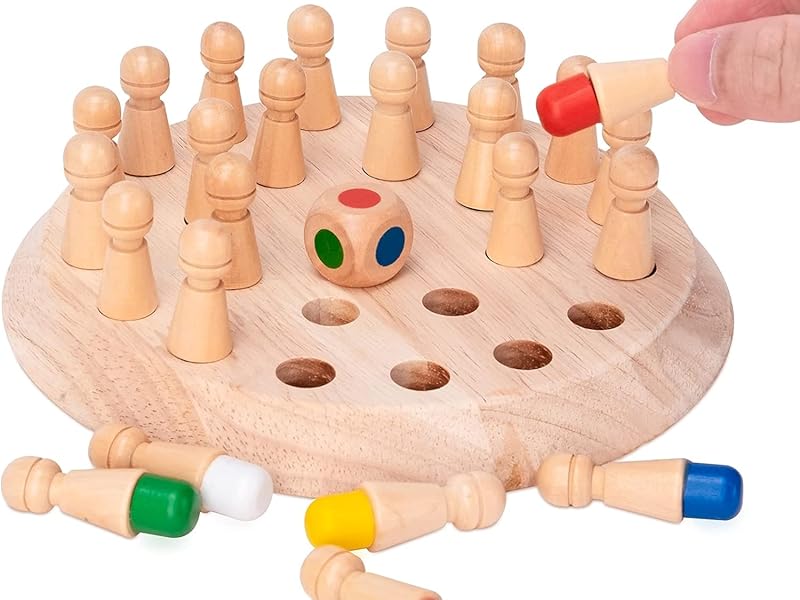 Uryans Wooden Memory Match Stick Chess Game, Colorful Memory Chess, Funny Block Board Game, Early Educational Toy, Brain Training Games
