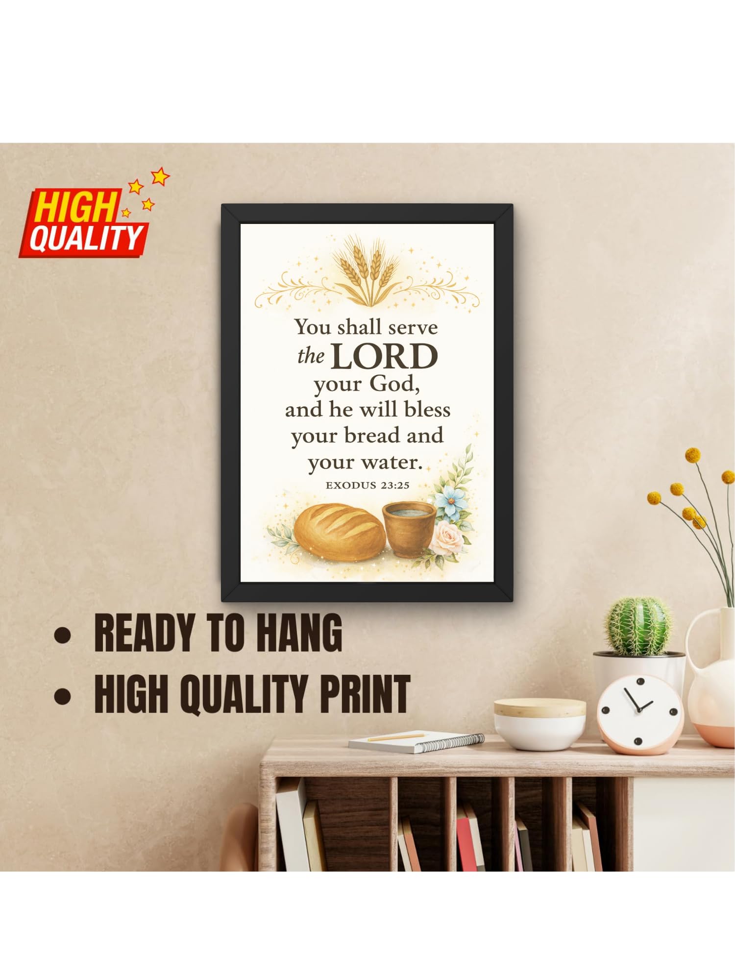 Uryans - Let's Upgrade Together Exodus 23-25 Bible Verse Wall Frame | Christian Living, Bedroom & Kids Room Decor A4 Size (13.6 x 10.2 inches)