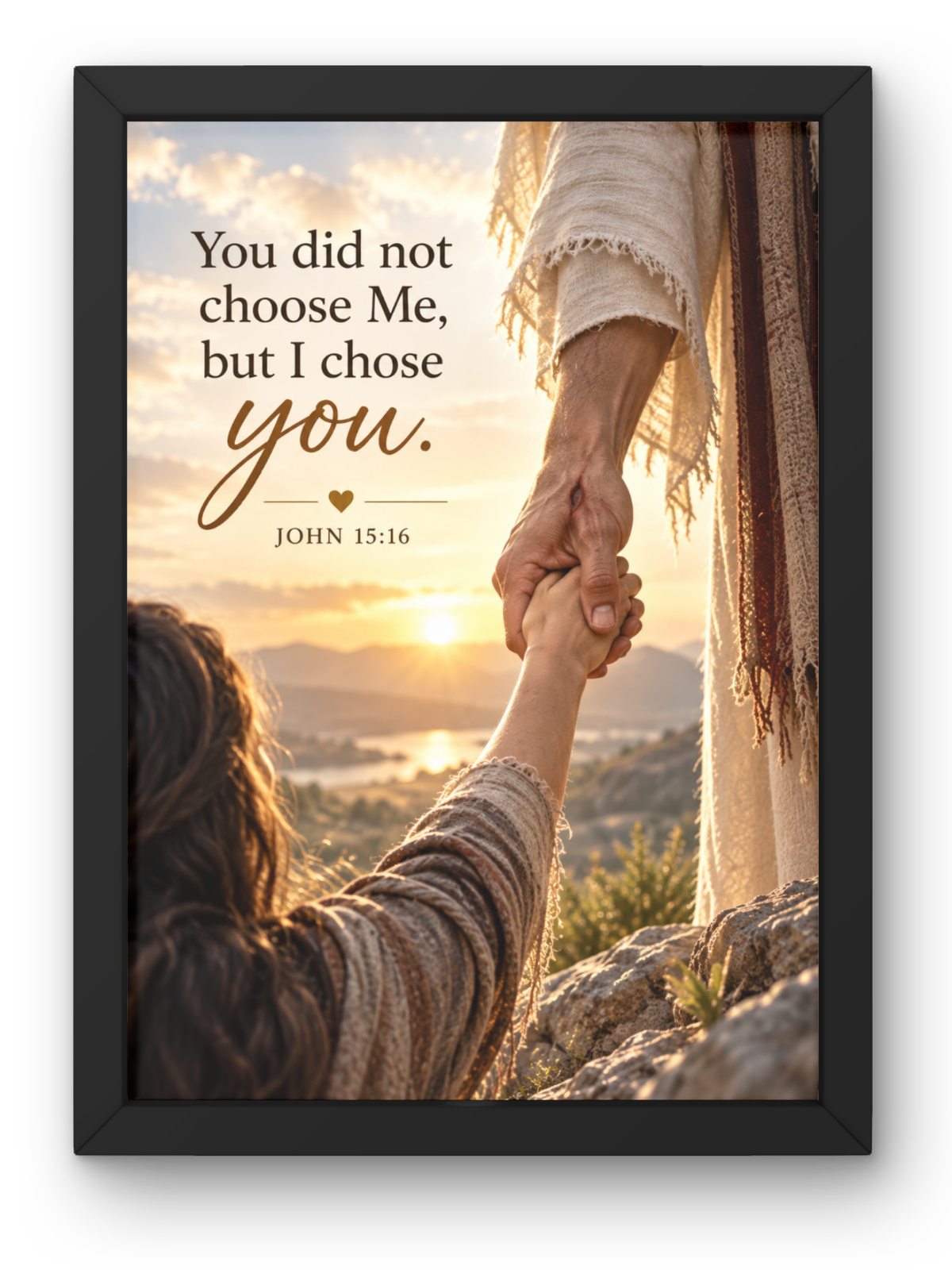 John 15:16 Bible Verse Wall Frame | “You Did Not Choose Me, But I Chose You” Christian Wall Art | Jesus Christ Inspirational Scripture Decor for Home, Bedroom & Prayer Room | A4 Premium Religious Gift