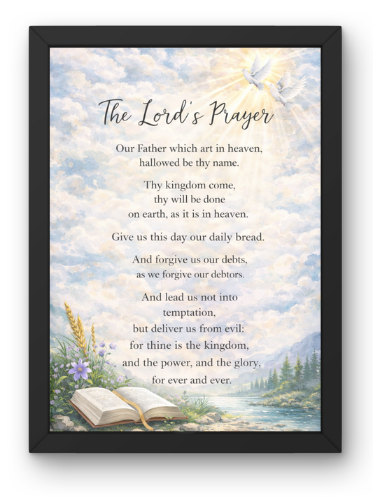 The Lord's Prayer Bible Wall Frame | Christian Living, Bedroom & Kids Room Decor A4 Size (13.6 x 10.2 inches)
