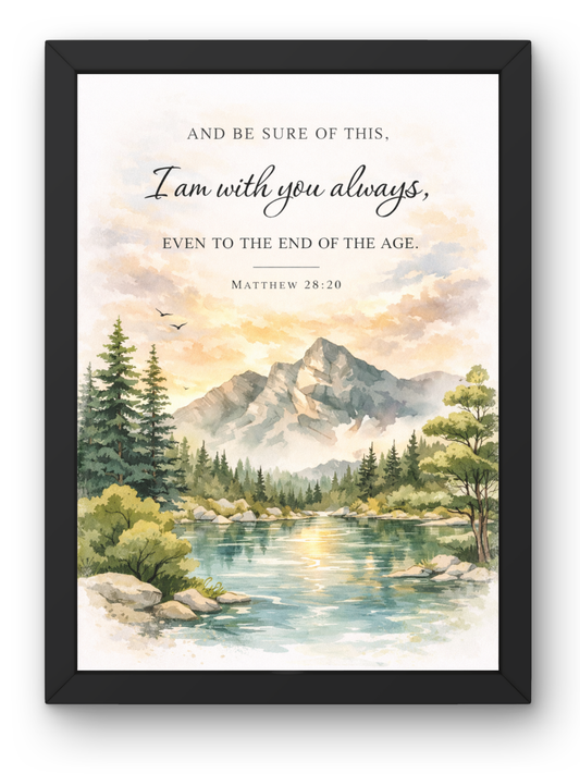 Matthew 28-20 Bible Verse Wall Frame | Christian Living, Bedroom & Kids Room Decor A4 Size (13.6 x 10.2 inches)