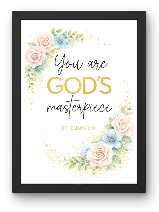 Ephesians 2-10 Bible Verse Wall Frame | Christian Living, Bedroom & Kids Room Decor A4 Size (13.6 x 10.2 inches)