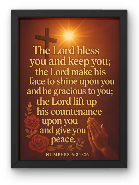 Numbers 6 - 24-26 Bible Verse Wall Frame | Christian Living, Bedroom & Kids Room Decor A4 Size (13.6 x 10.2 inches)