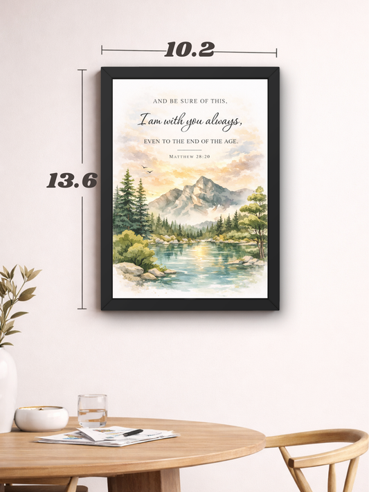 Matthew 28-20 Bible Verse Wall Frame | Christian Living, Bedroom & Kids Room Decor A4 Size (13.6 x 10.2 inches)