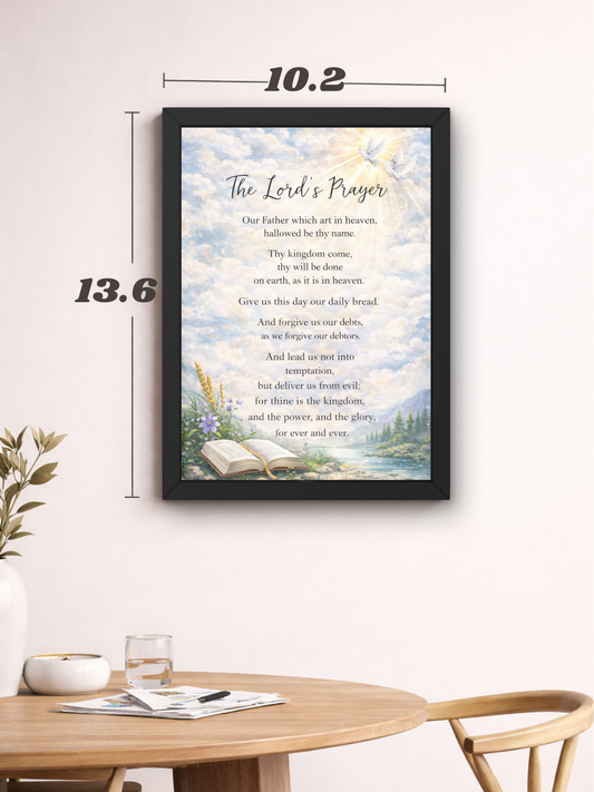 The Lord's Prayer Bible Wall Frame | Christian Living, Bedroom & Kids Room Decor A4 Size (13.6 x 10.2 inches)