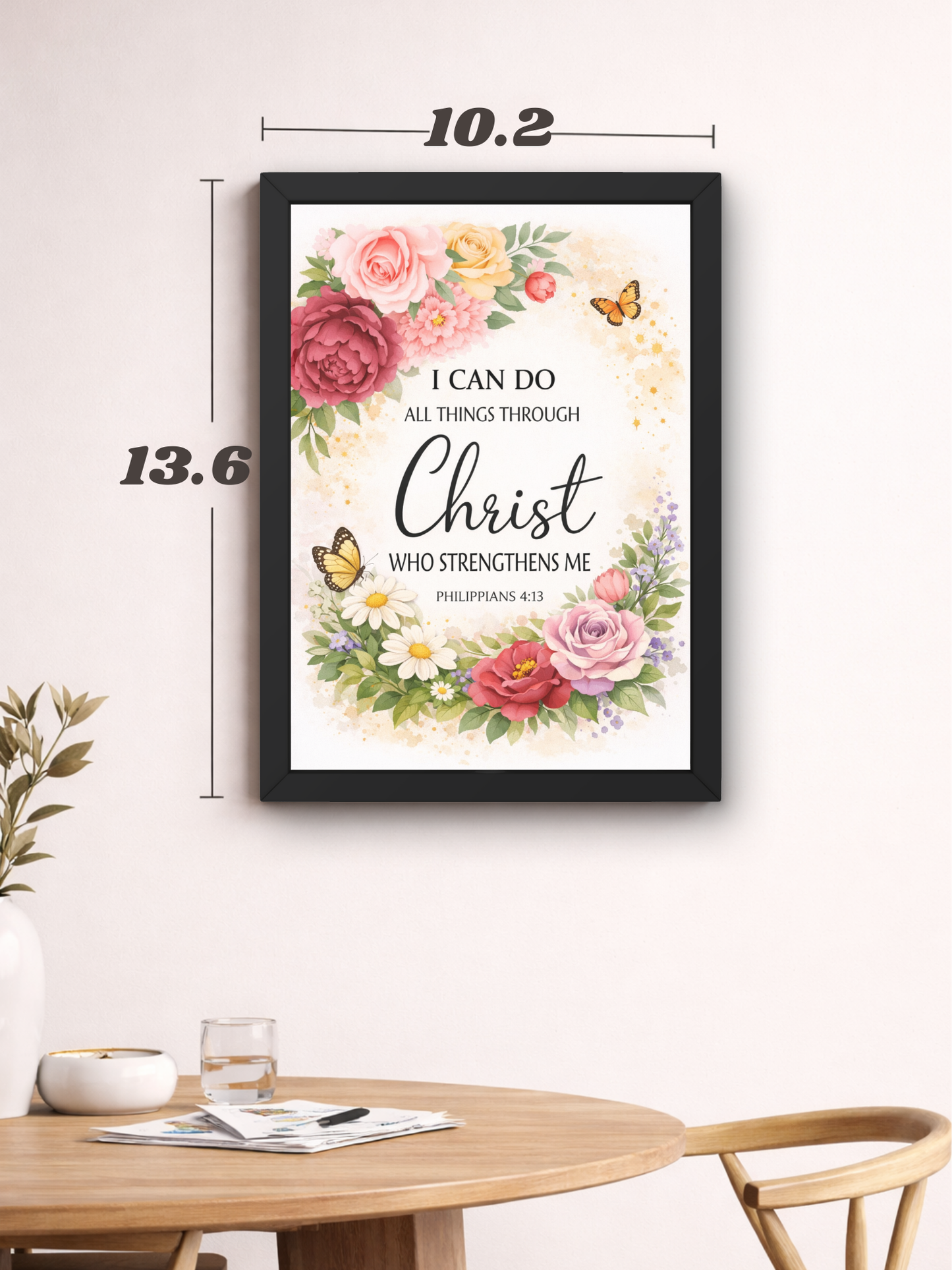 Philippians 4-13 Bible Verse Wall Frame | Christian Living, Bedroom & Kids Room Decor A4 Size (13.6 x 10.2 inches)