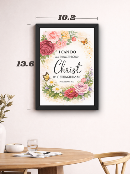 Philippians 4-13 Bible Verse Wall Frame | Christian Living, Bedroom & Kids Room Decor A4 Size (13.6 x 10.2 inches)