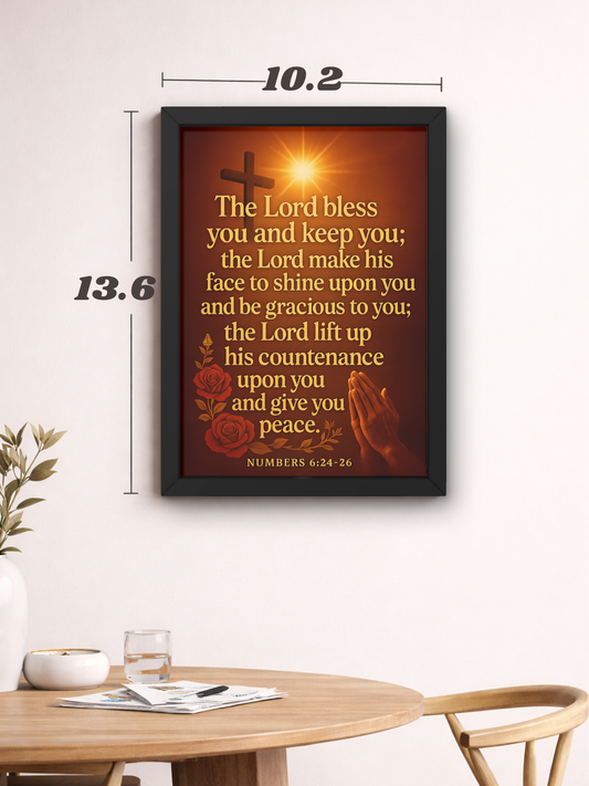 Numbers 6 - 24-26 Bible Verse Wall Frame | Christian Living, Bedroom & Kids Room Decor A4 Size (13.6 x 10.2 inches)