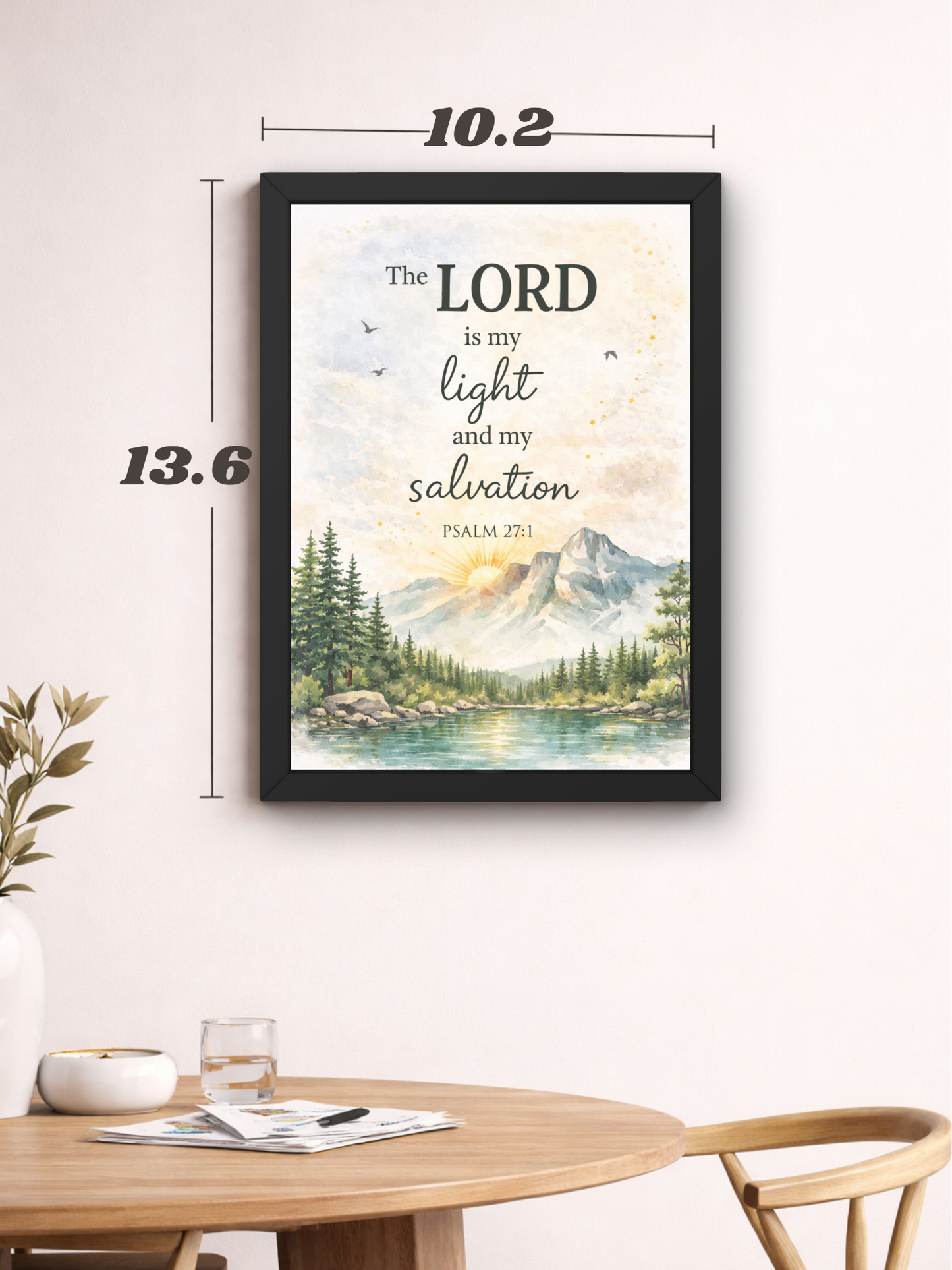 Psalm 27-1 Bible Verse Wall Frame | Christian Living, Bedroom & Kids Room Decor A4 Size (13.6 x 10.2 inches)