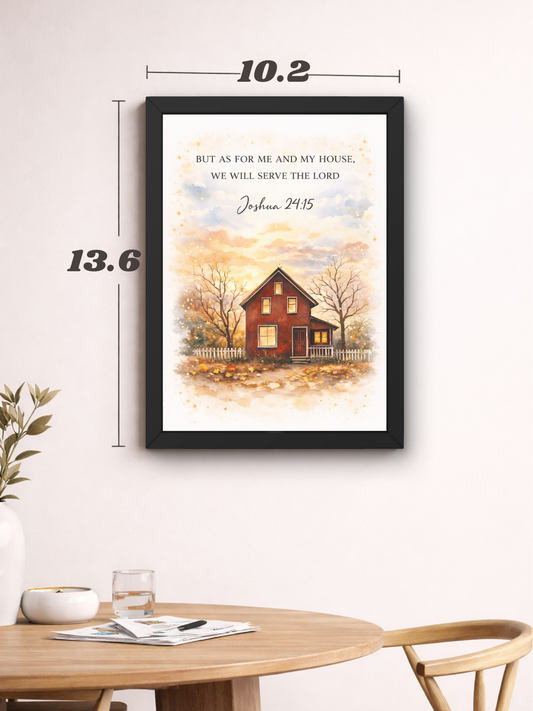 Joshua 24-15 Bible Verse Wall Frame | Christian Living, Bedroom & Kids Room Decor A4 Size (13.6 x 10.2 inches)