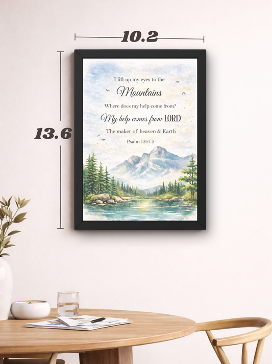 Psalm 121- 1-2 Bible Verse Wall Frame | Christian Living, Bedroom & Kids Room Decor A4 Size (13.6 x 10.2 inches)