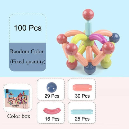 Uryans 100 pcs 3D Construction Building Blocks Magnet Stacking Toys Puzzle Games Colorful Magnetic Sticks and Balls Sets Montessori Educational Learning Toys for Kids Boys (100 Pcs Magnetic Sticks)
