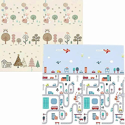 Uryans Extra Large Foldable Baby Play Mat, BPA Free, Learning & Crawling Foam Mat, 198x152 cm, 6 mm Thick, Multicolour