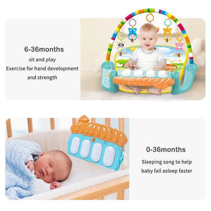 Uryans Kick and Play Musical Keyboard Piano Baby Gym and Fitness Rack with Hanging Rattles, Lights & Mat - Gift for Boys & Girls