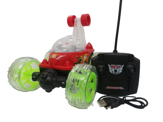 Uryans Remote Control Rechargeable Acrobatic 360 Degree Twisting Stunt Car with Music & Lights for Kids 2 & Above - Multicolor (Color availability as per stock)