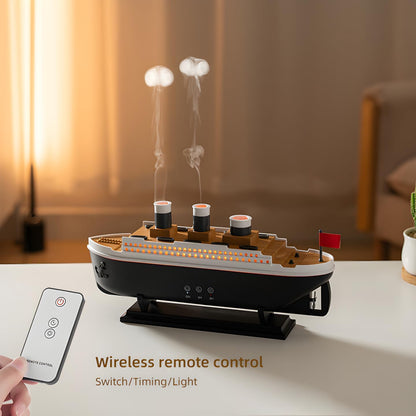 Uryans Humidifier for Bedroom Titanic Humidifier with Remote Aromatherapy Diffuser Steamship Humidifier 7 Light 2 Mist Mode Air Humidifiers for Bedroom, Essential Oil Diffuser