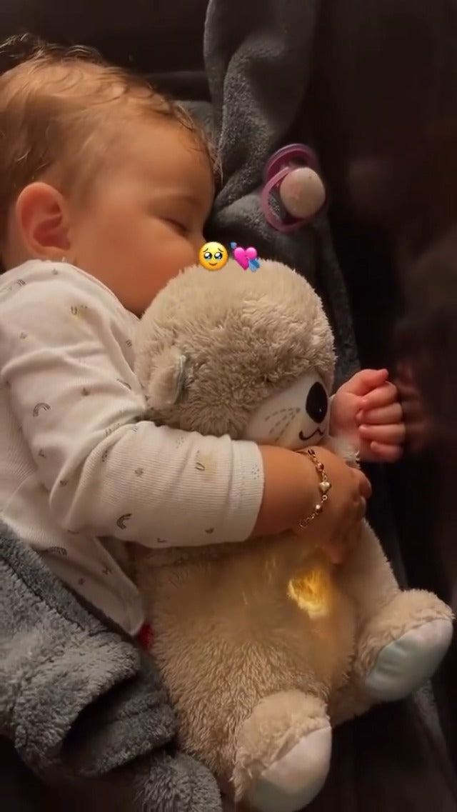 Uryans Breathing Soft Teddy Bear Plush Sound Machine Baby Gift with Music, Lights & Breathing Motion Infant Toys for Newborns, Heart Beat Stuffed Animal Plush Cute Teddy Bear (Multicolor)