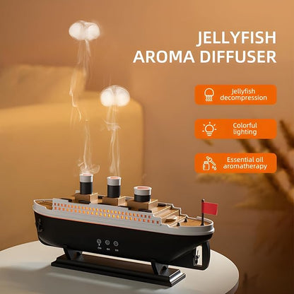 Uryans Humidifier for Bedroom Titanic Humidifier with Remote Aromatherapy Diffuser Steamship Humidifier 7 Light 2 Mist Mode Air Humidifiers for Bedroom, Essential Oil Diffuser