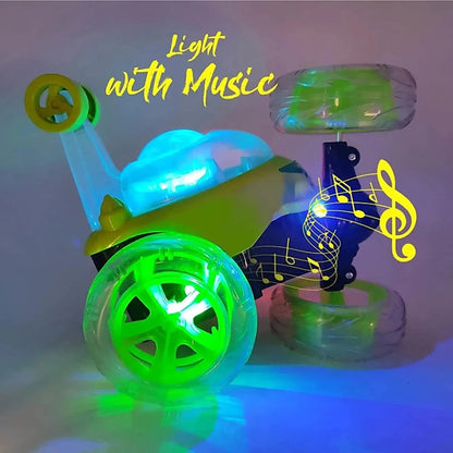 Uryans Remote Control Rechargeable Acrobatic 360 Degree Twisting Stunt Car with Music & Lights for Kids 2 & Above - Multicolor (Color availability as per stock)