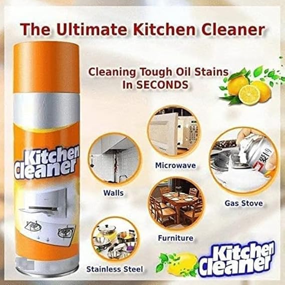 Uryans Multipurpose Bubble Foam Cleaner Kitchen Cleaner Spray Oil & Grease Stain Remover Chimney Cleaner Spray Bubble Cleaner All Purpose Foam Degreaser Spray (500 Ml)