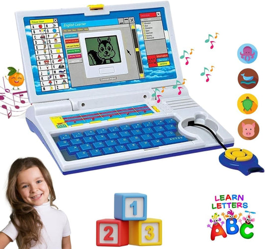 Uryans™ Educational Laptop for Kids (1 Year Warranty) with Mouse 20 games Activity Learning Toy for 2 3 4 5 Years Boys Girls Learn Letters Words Mathematics Music Logic Memory Tool