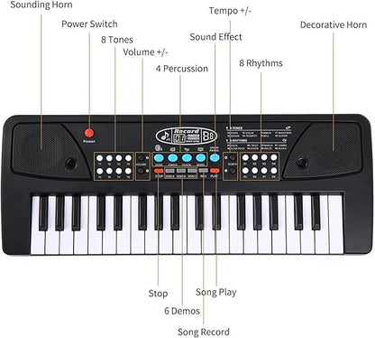 Uryans Kids Piano with Mic 37 Keys Electronic Keyboard Toy with 8 Rhythms, 8 Tones, 6 Demos & Recording Function Portable Musical Toy for Beginners Educational Instrument for Kids.