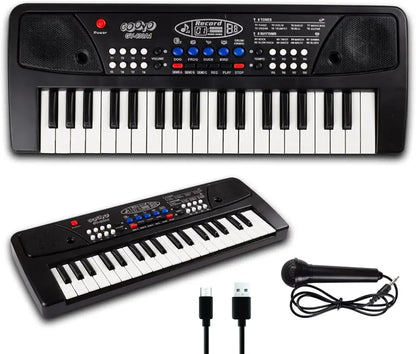 Uryans Kids Piano with Mic 37 Keys Electronic Keyboard Toy with 8 Rhythms, 8 Tones, 6 Demos & Recording Function Portable Musical Toy for Beginners Educational Instrument for Kids.