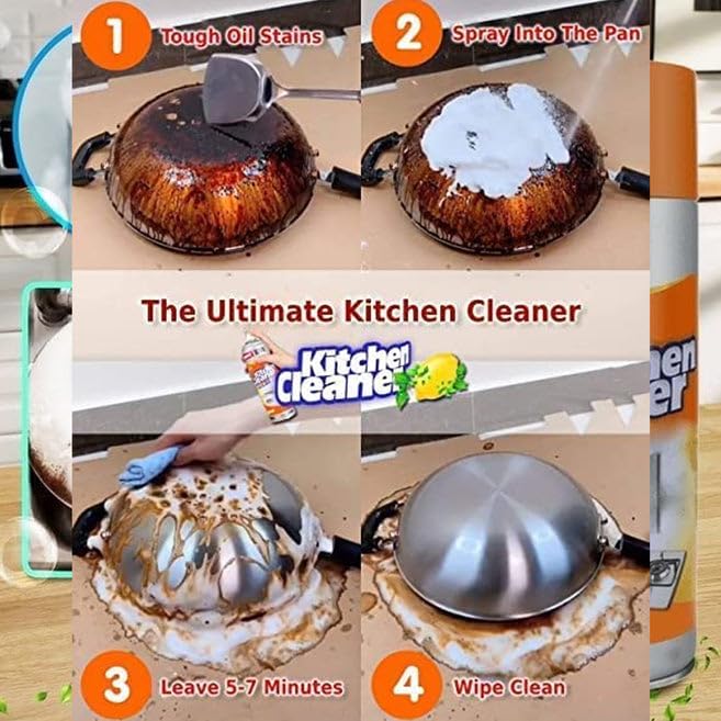 Uryans Multipurpose Bubble Foam Cleaner Kitchen Cleaner Spray Oil & Grease Stain Remover Chimney Cleaner Spray Bubble Cleaner All Purpose Foam Degreaser Spray (500 Ml)