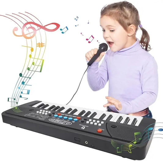 Uryans Kids Piano with Mic 37 Keys Electronic Keyboard Toy with 8 Rhythms, 8 Tones, 6 Demos & Recording Function Portable Musical Toy for Beginners Educational Instrument for Kids.
