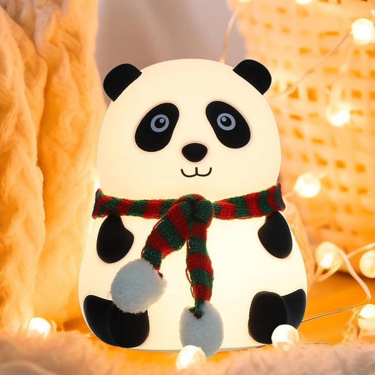 Uryans Rechargeable Silicone Panda Night Light for Kids | 7-Color LED Changing Lamp |Adorable Room Decor & Gift for Toddlers, Teens, & Valentine's Day Present|Soft BPA-Free Nightlight| Multicolour