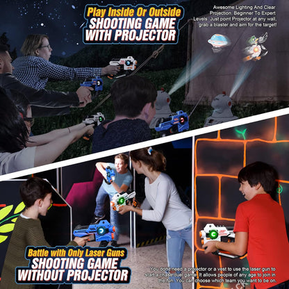 Uryans 2 Lazer Toy Gun of Projector with Digital LED Score Display, Gifts for Kids, Teens, Adults, Shooting Battle Games with 3 Targets, Birthday Gift Toys for 6 7 8 9 10 11 12+Year Old Boys Girls