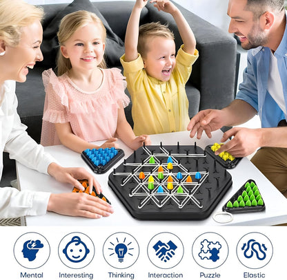 Uryans Chain Triangle Chess Game Board Games for Kids Adults Family Fun Night Chess Set Triangle Rubber Band Game Chain Board Chess Puzzle Interactive Brain Teaser Game 2 to 4 Players