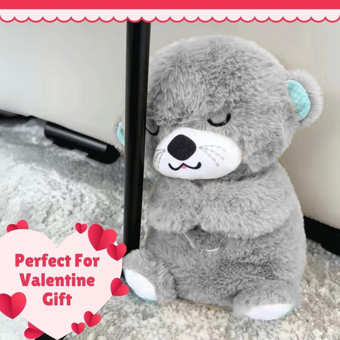Uryans Breathing Soft Teddy Bear Plush Sound Machine Baby Gift with Music, Lights & Breathing Motion Infant Toys for Newborns, Heart Beat Stuffed Animal Plush Cute Teddy Bear (Multicolor)