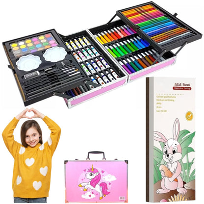 Uryans 145 Pieces Art Set for Kids , Art and Craft Supplies Kit for Drawing and Painting with Oil Pastel, Water Color, Color Pencils, Sketch Pen (Pack of 1, Blue) (Theme as per stock availability),