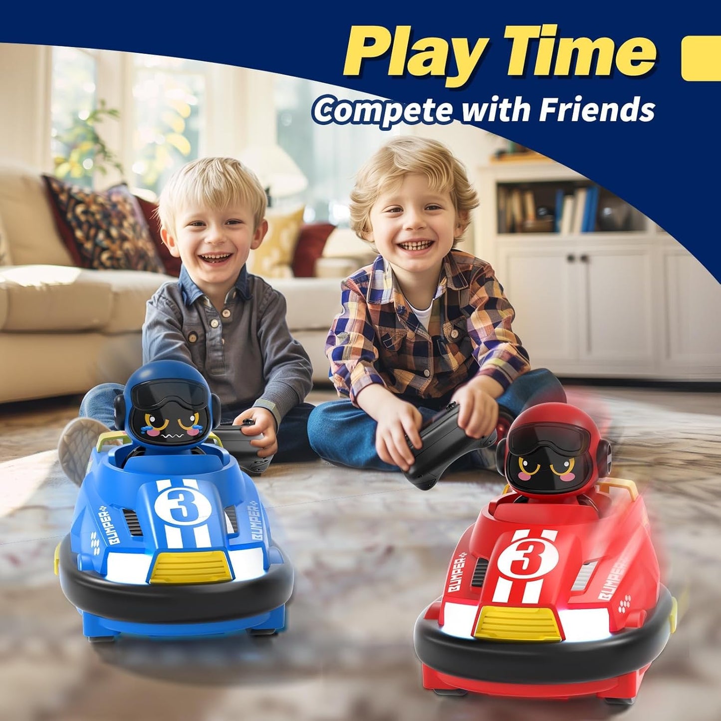 Uryans 2 Pack RC Cars Toys for Ages 3-4 Toddlers|Remote Control Bumper Cars Toys for Boys 6-8 Kids|Birthday Gift for 3 4 5 6 7 8 Year Old Boys & Girls, Multicolour