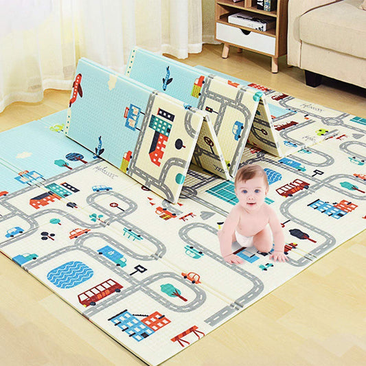 Uryans Extra Large Foldable Baby Play Mat, BPA Free, Learning & Crawling Foam Mat, 198x152 cm, 6 mm Thick, Multicolour