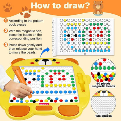 Uryans Magnetic Slate Drawing Board for Kids|Doodle Board Magnetic Beads Pen Drawing Board Dot Art Educational Travel Toys for 2-8 Year Old Boys Girl