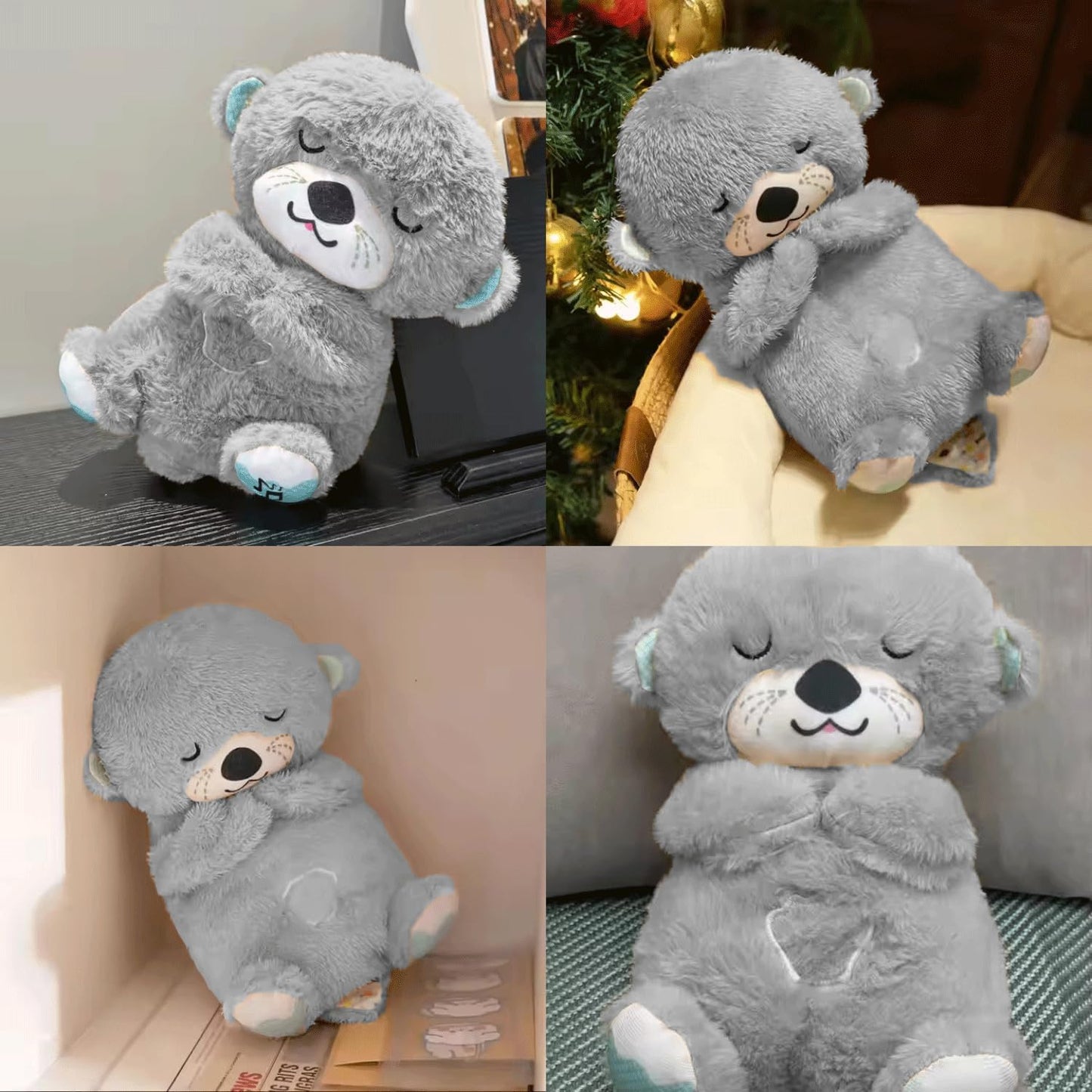 Uryans Breathing Soft Teddy Bear Plush Sound Machine Baby Gift with Music, Lights & Breathing Motion Infant Toys for Newborns, Heart Beat Stuffed Animal Plush Cute Teddy Bear (Multicolor)