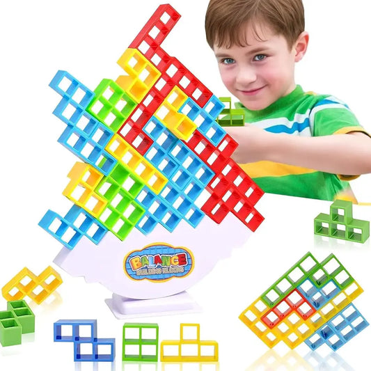 Uryans™ Tetra Tower Game, 32 Pieces Stack Tower Blocks, 22 Cards, Interactive STEM Toy