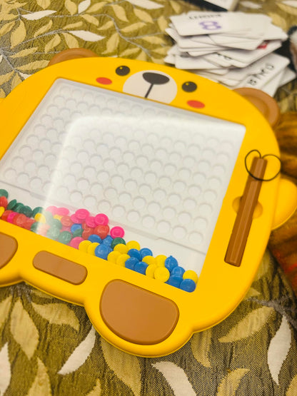 Uryans Magnetic Slate Drawing Board for Kids|Doodle Board Magnetic Beads Pen Drawing Board Dot Art Educational Travel Toys for 2-8 Year Old Boys Girl