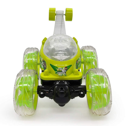 Uryans Remote Control Rechargeable Acrobatic 360 Degree Twisting Stunt Car with Music & Lights for Kids 2 & Above - Multicolor (Color availability as per stock)