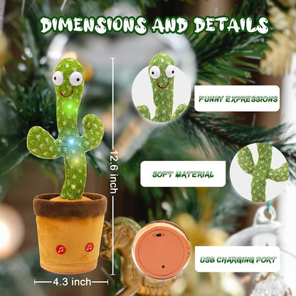 Uryans Rechargeable Toys Talking Cactus Baby Toys for Kids Dancing Cactus Toys Can Sing Wriggle & Singing Recording Repeat What You Say Funny Education Toys for Children