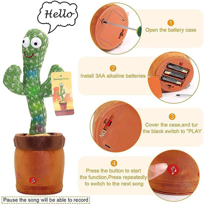 Uryans Rechargeable Toys Talking Cactus Baby Toys for Kids Dancing Cactus Toys Can Sing Wriggle & Singing Recording Repeat What You Say Funny Education Toys for Children