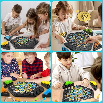 Uryans Chain Triangle Chess Game Board Games for Kids Adults Family Fun Night Chess Set Triangle Rubber Band Game Chain Board Chess Puzzle Interactive Brain Teaser Game 2 to 4 Players