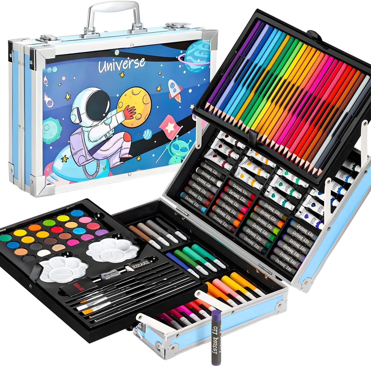 Uryans 145 Pieces Art Set for Kids , Art and Craft Supplies Kit for Drawing and Painting with Oil Pastel, Water Color, Color Pencils, Sketch Pen (Pack of 1, Blue) (Theme as per stock availability),