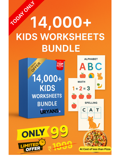 14k+ Kids Printable Worksheets Bundle | Mega Learning Pack for Ages 3–10| PDF Download
