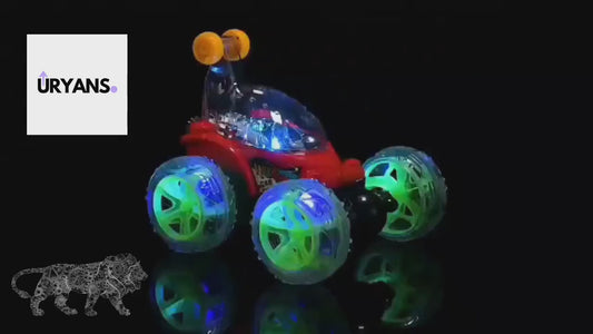 Uryans Remote Control Rechargeable Acrobatic 360 Degree Twisting Stunt Car with Music & Lights for Kids 2 & Above - Multicolor (Color availability as per stock)